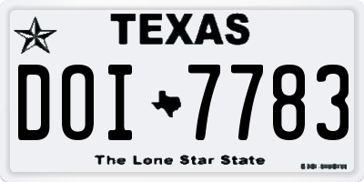 TX license plate DOI7783