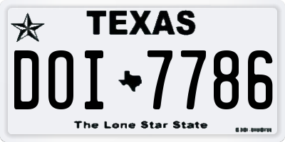 TX license plate DOI7786