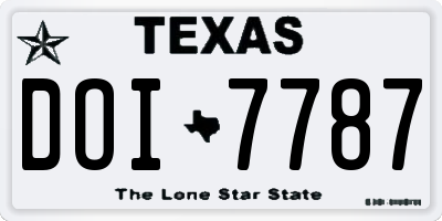 TX license plate DOI7787