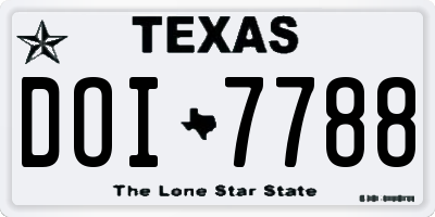 TX license plate DOI7788