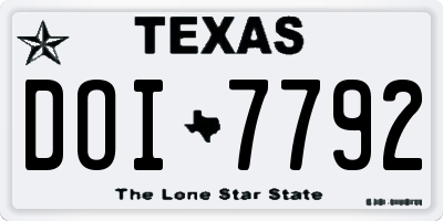 TX license plate DOI7792