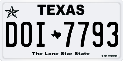 TX license plate DOI7793
