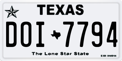 TX license plate DOI7794