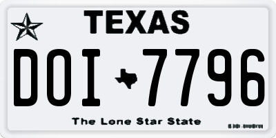 TX license plate DOI7796