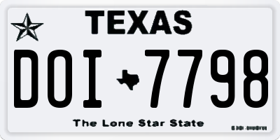 TX license plate DOI7798