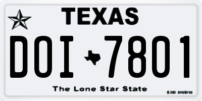 TX license plate DOI7801