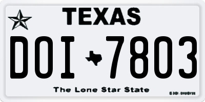 TX license plate DOI7803