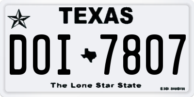 TX license plate DOI7807