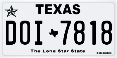 TX license plate DOI7818