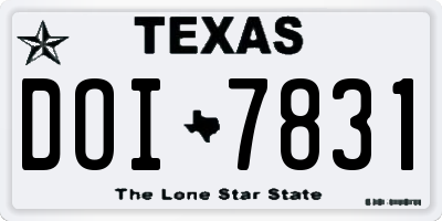 TX license plate DOI7831