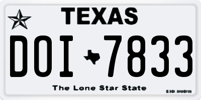 TX license plate DOI7833