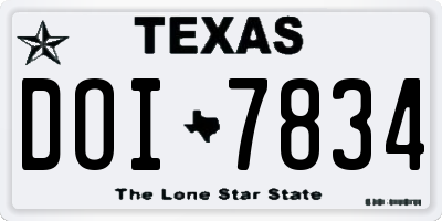 TX license plate DOI7834