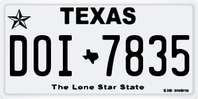 TX license plate DOI7835