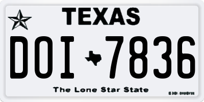 TX license plate DOI7836