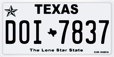 TX license plate DOI7837
