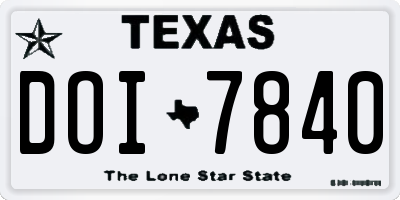 TX license plate DOI7840