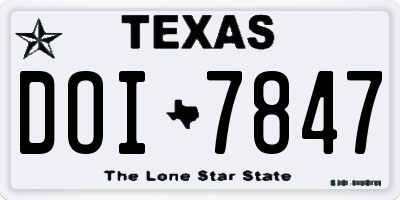 TX license plate DOI7847