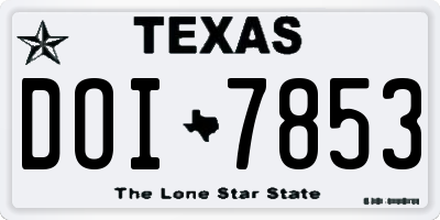 TX license plate DOI7853