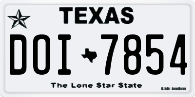 TX license plate DOI7854