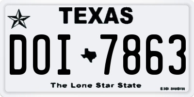 TX license plate DOI7863