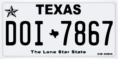 TX license plate DOI7867