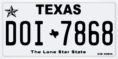 TX license plate DOI7868