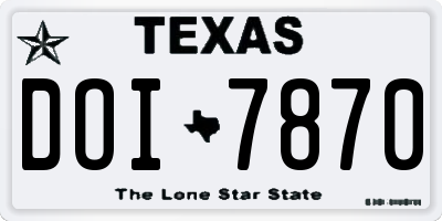 TX license plate DOI7870