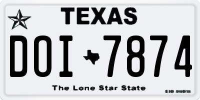 TX license plate DOI7874