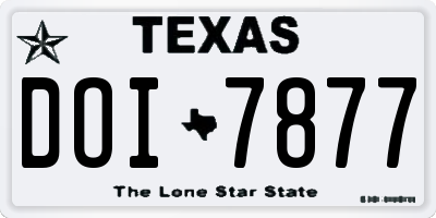 TX license plate DOI7877