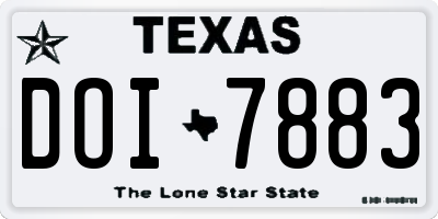 TX license plate DOI7883