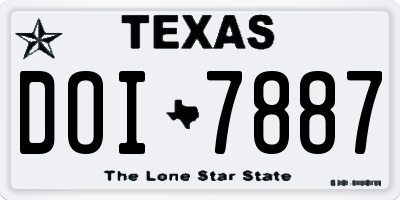 TX license plate DOI7887