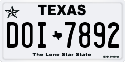 TX license plate DOI7892