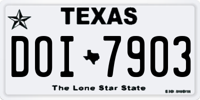 TX license plate DOI7903