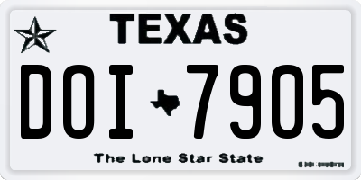 TX license plate DOI7905