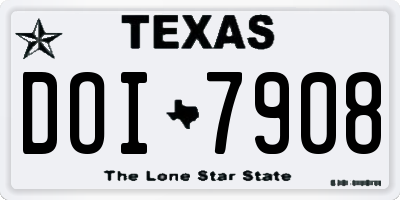 TX license plate DOI7908