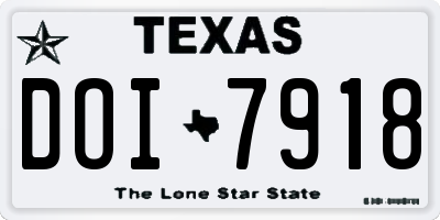 TX license plate DOI7918
