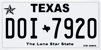 TX license plate DOI7920