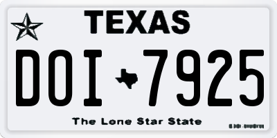 TX license plate DOI7925