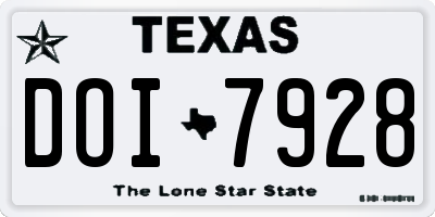 TX license plate DOI7928
