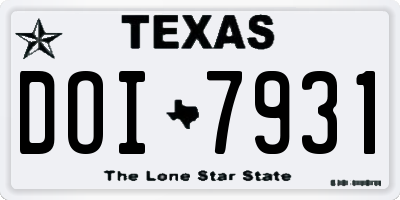 TX license plate DOI7931