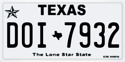 TX license plate DOI7932