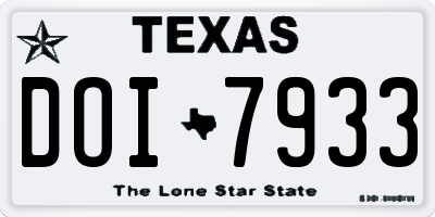 TX license plate DOI7933
