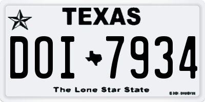 TX license plate DOI7934