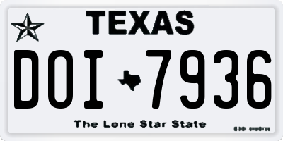 TX license plate DOI7936