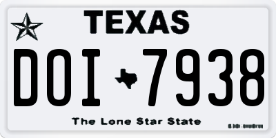 TX license plate DOI7938