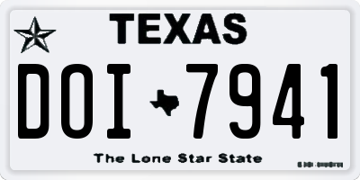 TX license plate DOI7941