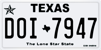 TX license plate DOI7947