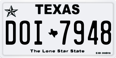 TX license plate DOI7948