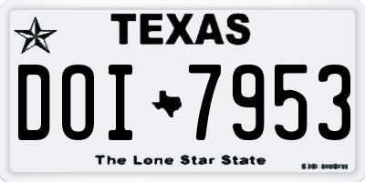 TX license plate DOI7953
