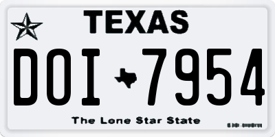 TX license plate DOI7954